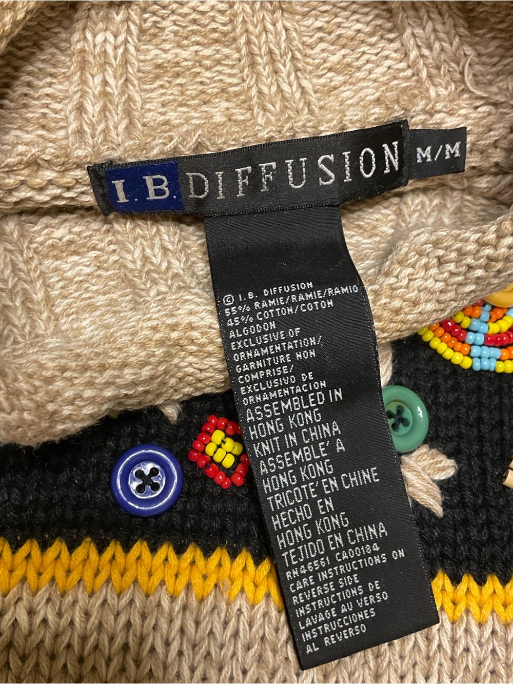 I.B.DIFFUSION VTG Chunky knit Crop Sweater Size M Art to wear-Bold-eclectic - Picture 6 of 9